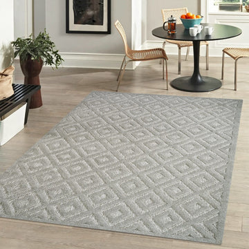Portmany Neutral Diamond Trellis Indoor/outdoor Area Rug